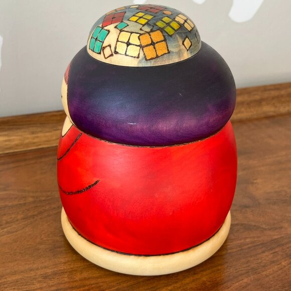 Vintage Japanese Creative Kokeshi Doll by Master Sansaku Sekiguchi Chubby Red - Picture 7 of 13